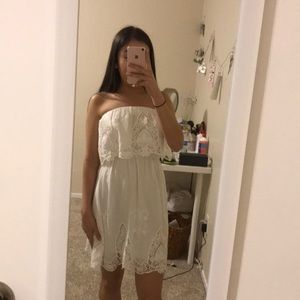 Strapless White Lace Dress